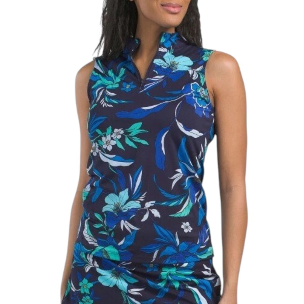 Tommy Bahama Romantic Blooms Shirt Womens XS Floral Sleeveless Golf Polo Top NEW